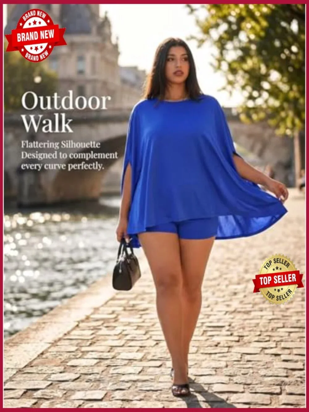 Loose Cape Sleeve Top Matching Shorts Set with Pocket 2 Piece Summer Outfit